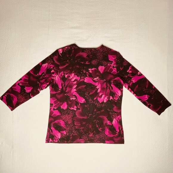 Tanjay Fuchsia and Black Floral Print Top – Size Medium - Picture 4 of 9